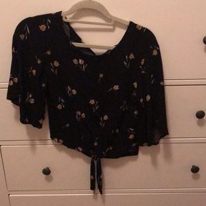 Flowy blouse with yellow floral pattern